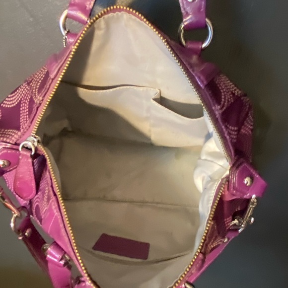Coach Purple Fabric and Patent Leather Ashley Tote - Picture 8 of 12